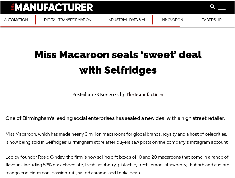 Miss Macaroon on ‘The Manufacturer’