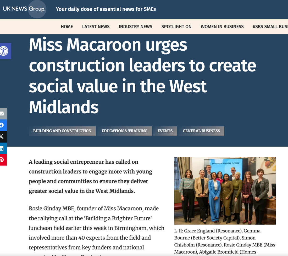 Miss Macaroon urges construction leaders to create social value in the West Midlands