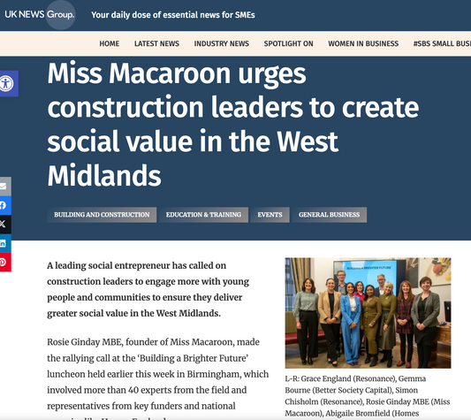 Miss Macaroon urges construction leaders to create social value in the West Midlands