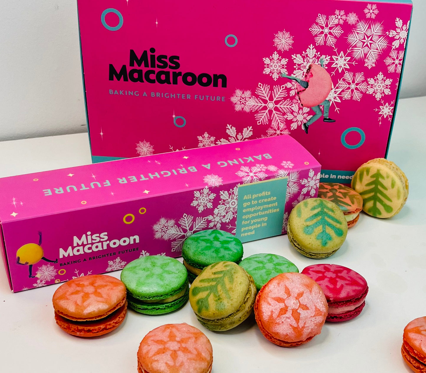 Christmas Sprayed Snowflake Macaroon Gift Box