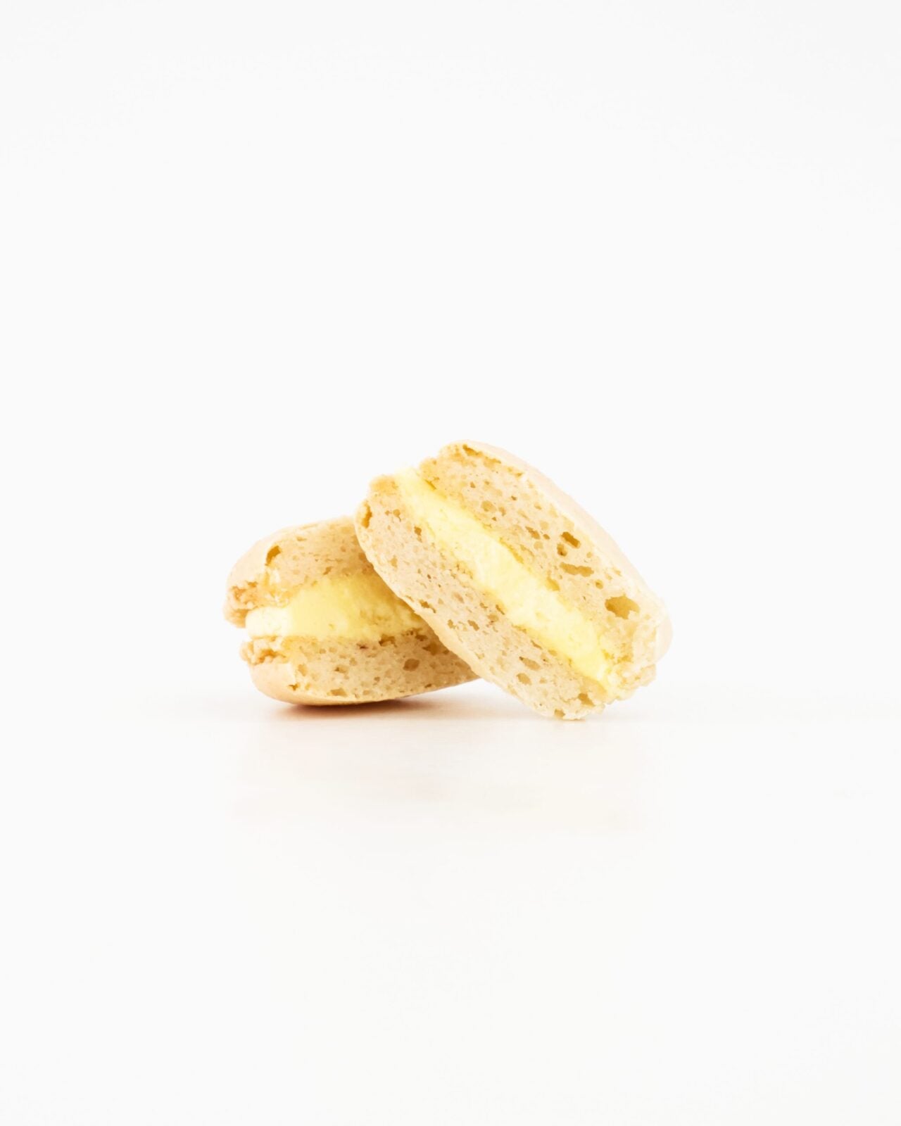 Cream macaroon cut in half